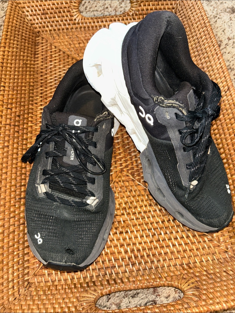 On Cloudflyer 5 running shoes black and white